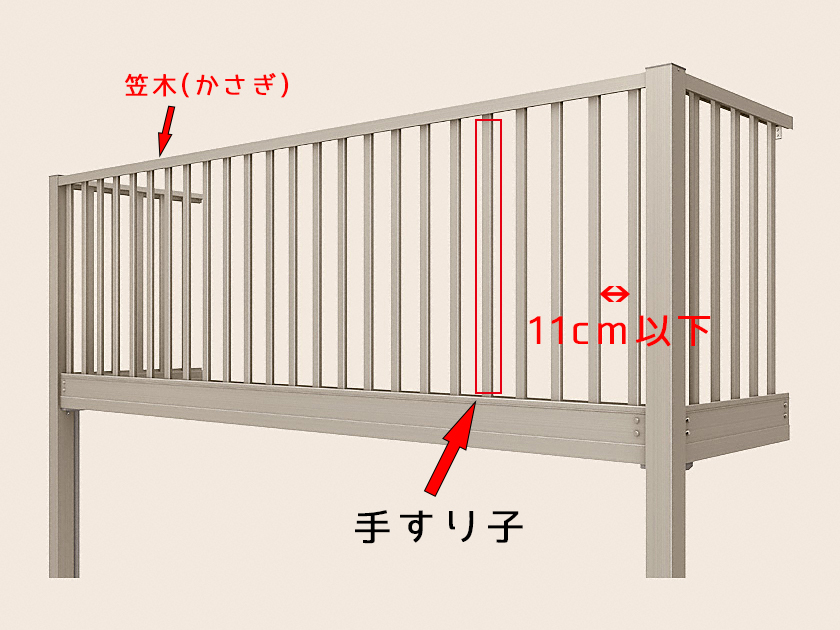 安全性の高いベランダの手すり子の幅は11cm以下！ | 日本住宅相談所ブログ